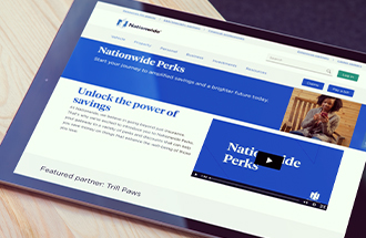 Perks and rewards homepage on a tablet screen