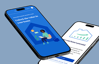 Home Management website redesign viewed on two smart phones