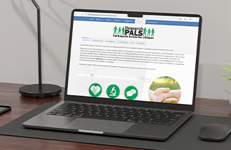 Research PALS webpage open on a laptop